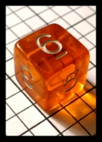 Dice : Dice - 6D - Orange Transparent with Large White Numerals